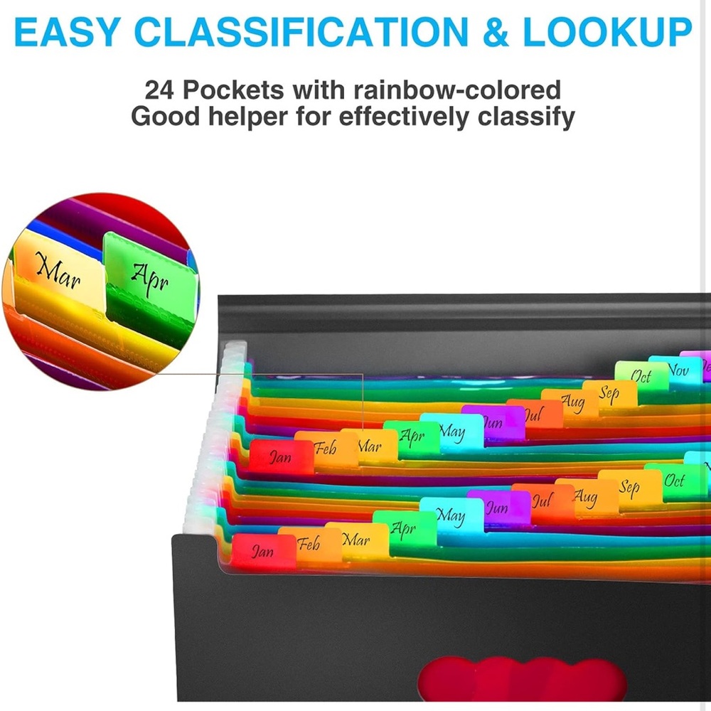 24 Pockets Expanding File Folder with Blank Labels, According File Organizer - Picture 6 of 9